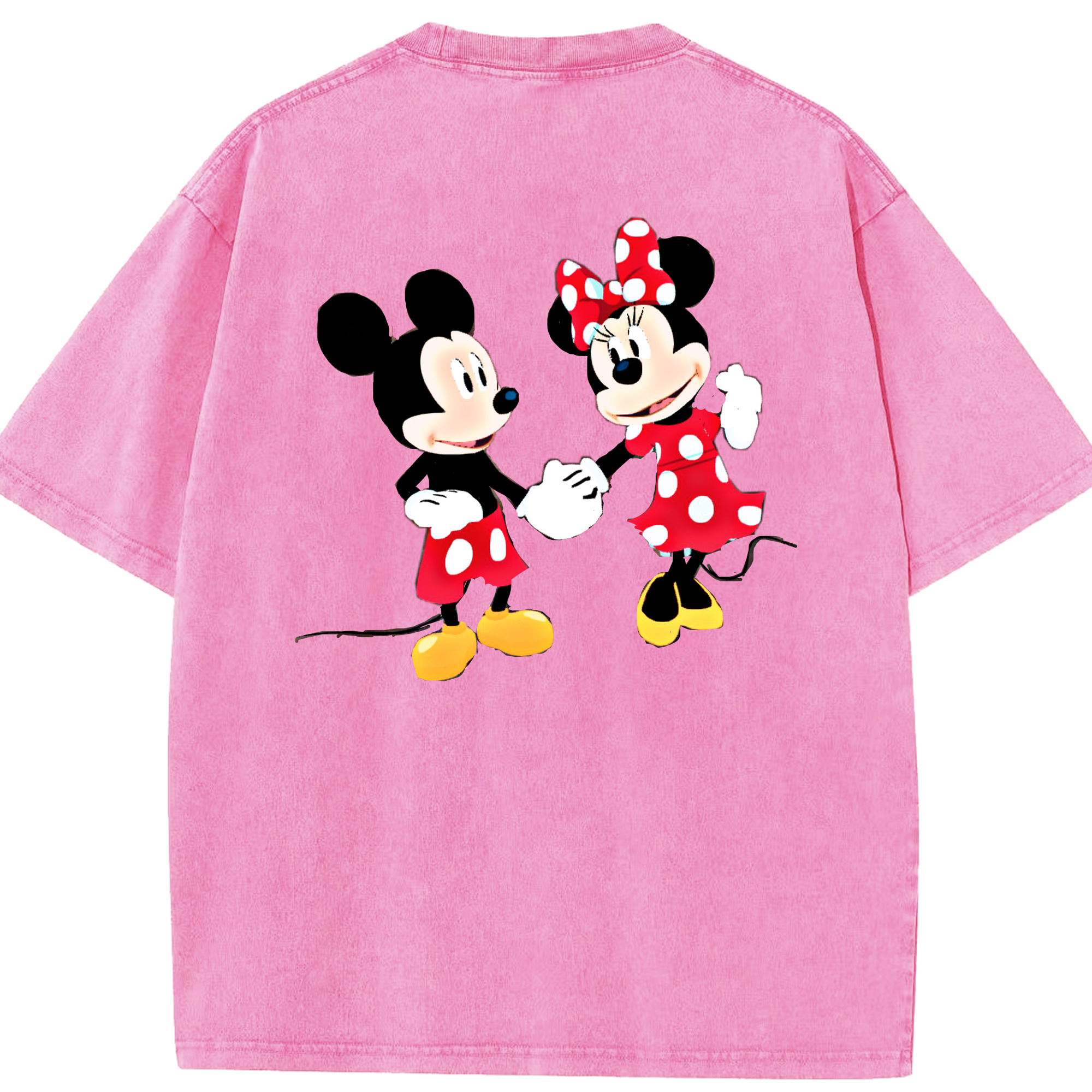 （画像用） ミッキーマウス Mickey Mouse 綿100% ヴィンテージ風 半袖Tシャツ（背面プリント）